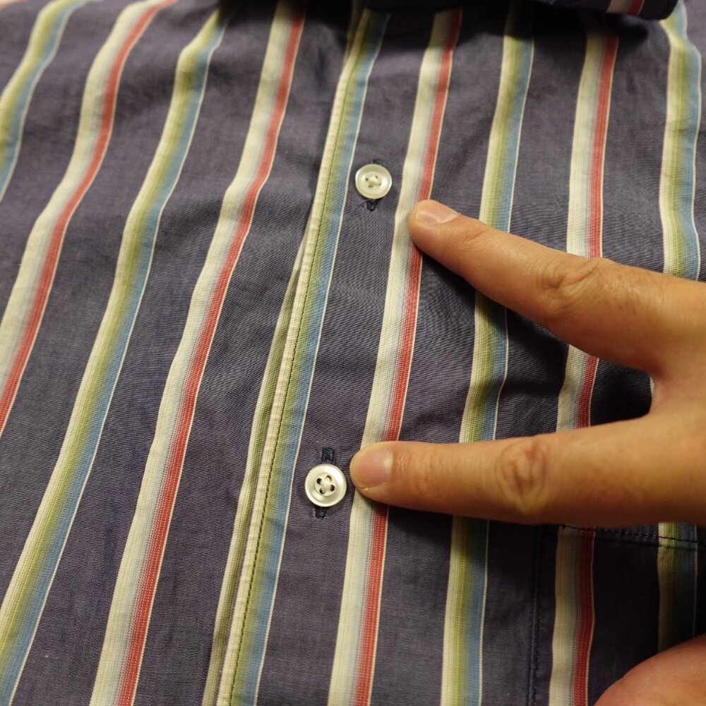 Lacoste Button Down Shirt Men’s Medium EU 40 Multicolor Stripe Vintage French - Picture 5 of 14